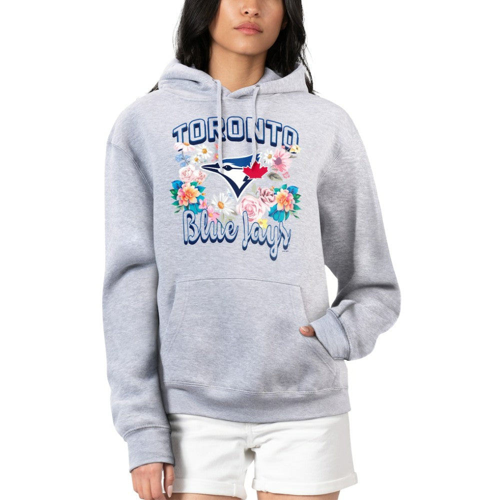 Heather Gray Toronto Blue Jays G-III 4Her by Carl Banks Women's Flowers Graphic Pullover Hoodie