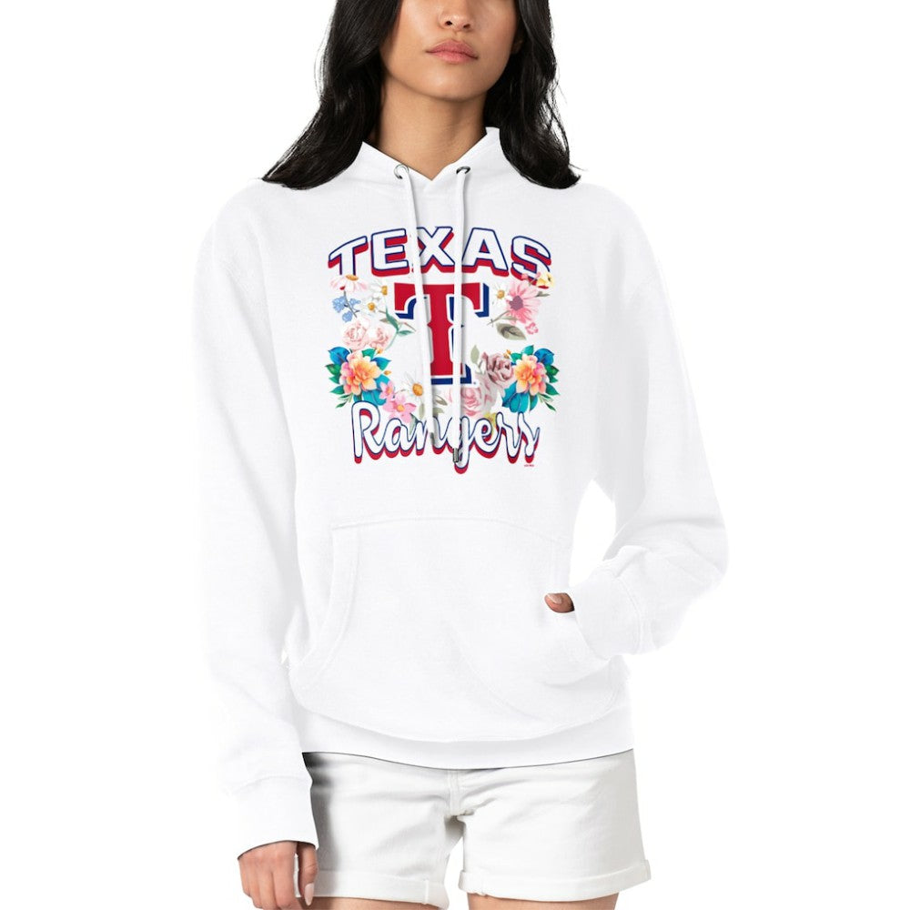 White Texas Rangers G-III 4Her by Carl Banks Women's Flowers Graphic Pullover Hoodie