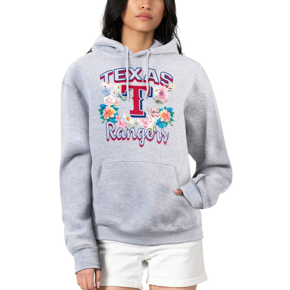 Heather Gray Texas Rangers G-III 4Her by Carl Banks Women's Flowers Graphic Pullover Hoodie