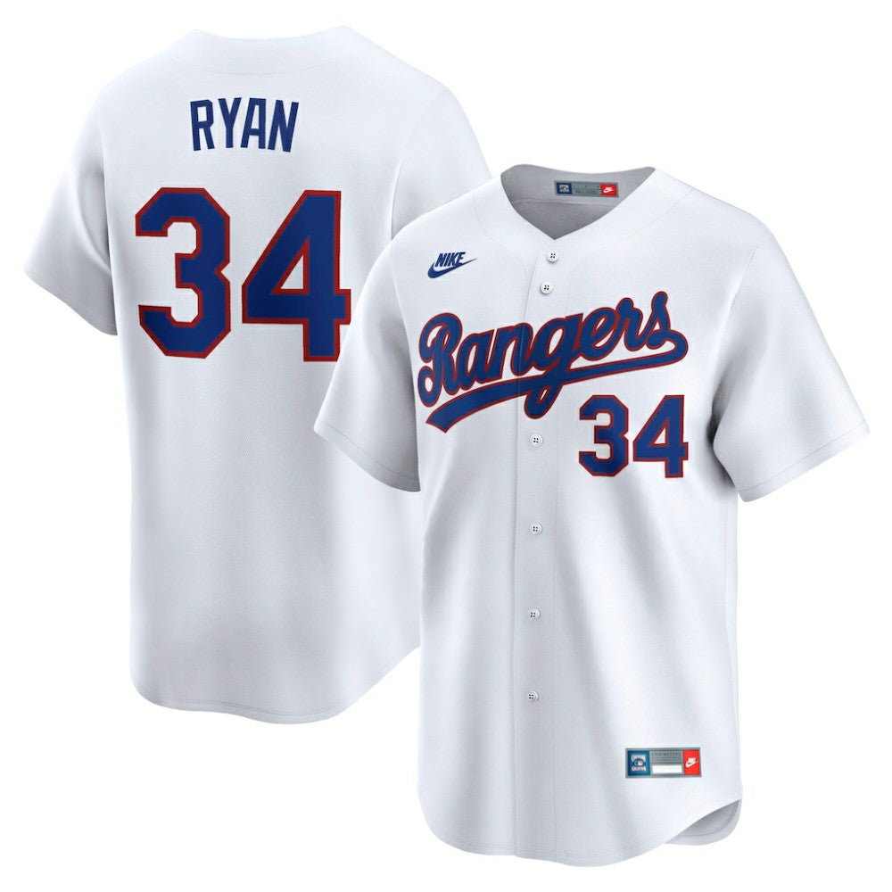 White Nolan Ryan Texas Rangers Nike Throwback Cooperstown Collection Limited Jersey