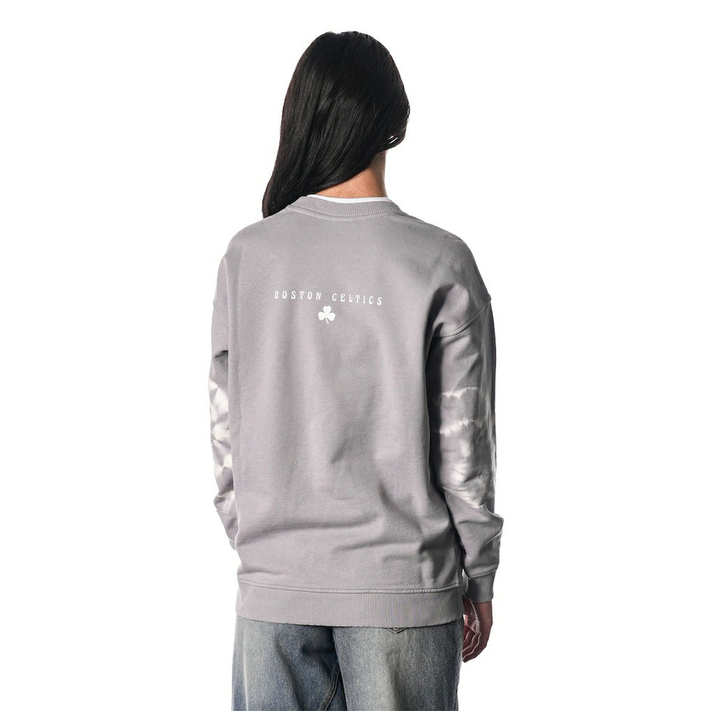 Boston Celtics The Wild Collective Women's Bleached Tie-Dye Pullover Sweatshirt