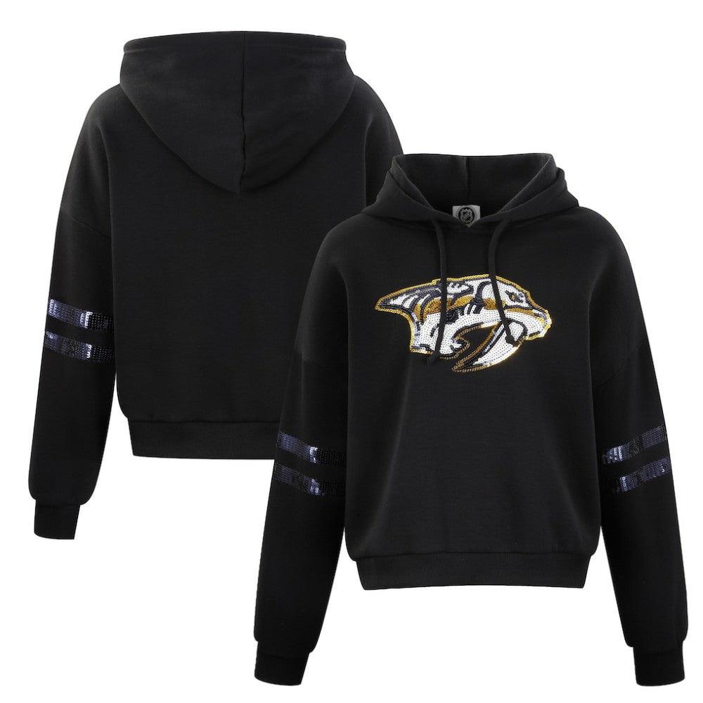 NHL Nashville Predators Cuce Women's Sequin Cropped Pullover Hoodie