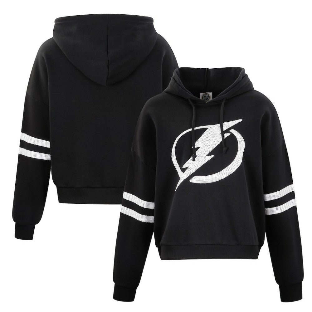 NHL Tampa Bay Lightning Cuce Women's Sequin Cropped Pullover Hoodie