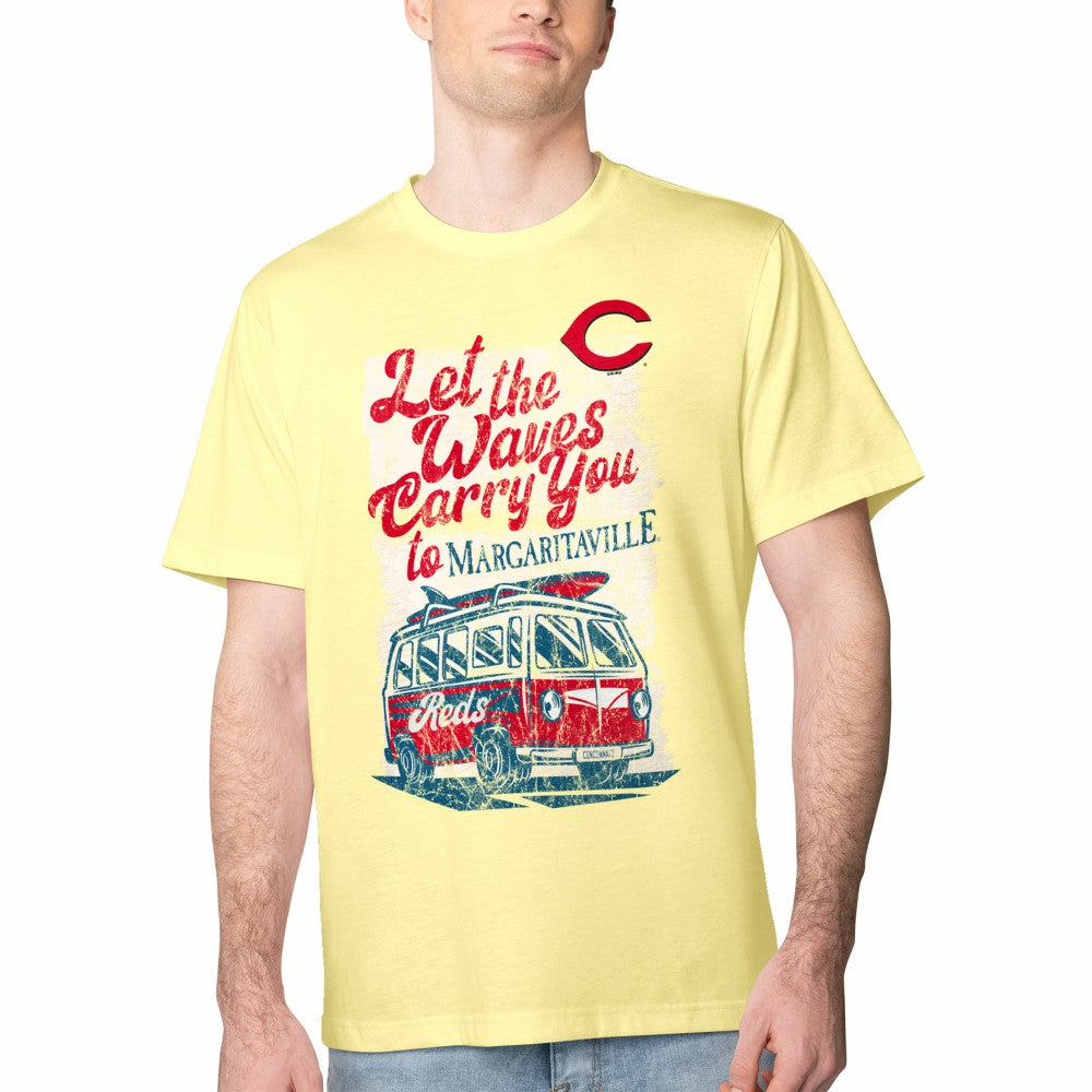 Yellow Cincinnati Reds Margaritaville Bus Waves Graphic T-Shirt