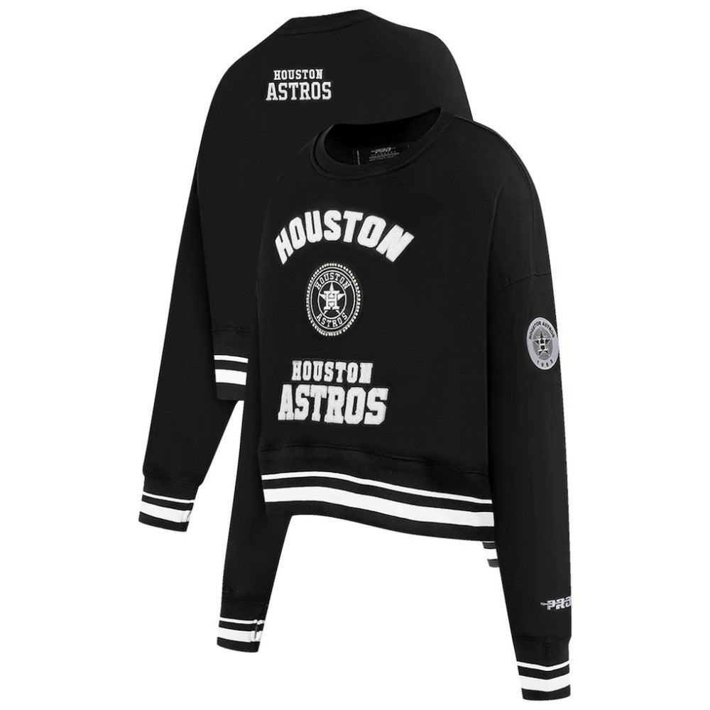 Black Houston Astros Pro Standard Women's Pearl Cropped Pullover Sweatshirt