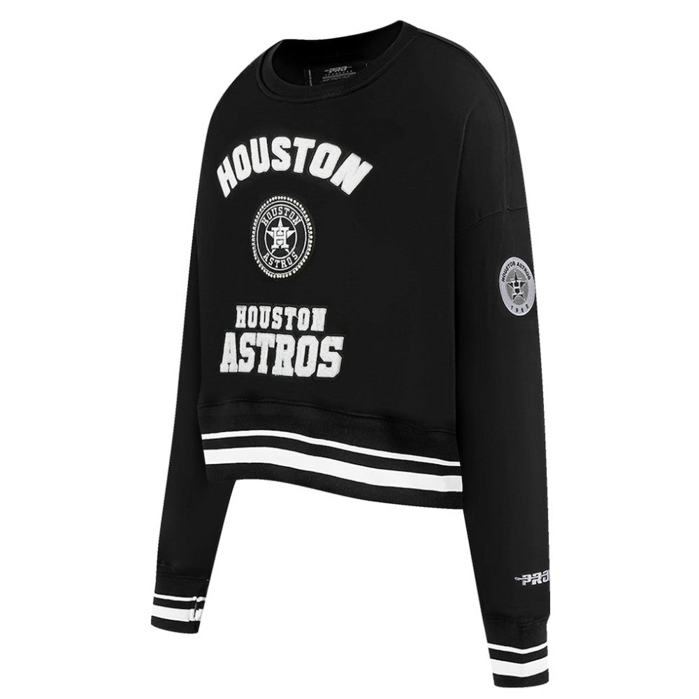 Black Houston Astros Pro Standard Women's Pearl Cropped Pullover Sweatshirt