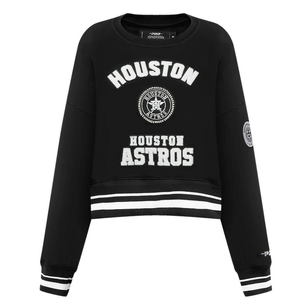 Black Houston Astros Pro Standard Women's Pearl Cropped Pullover Sweatshirt
