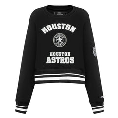 Black Houston Astros Pro Standard Women's Pearl Cropped Pullover Sweatshirt