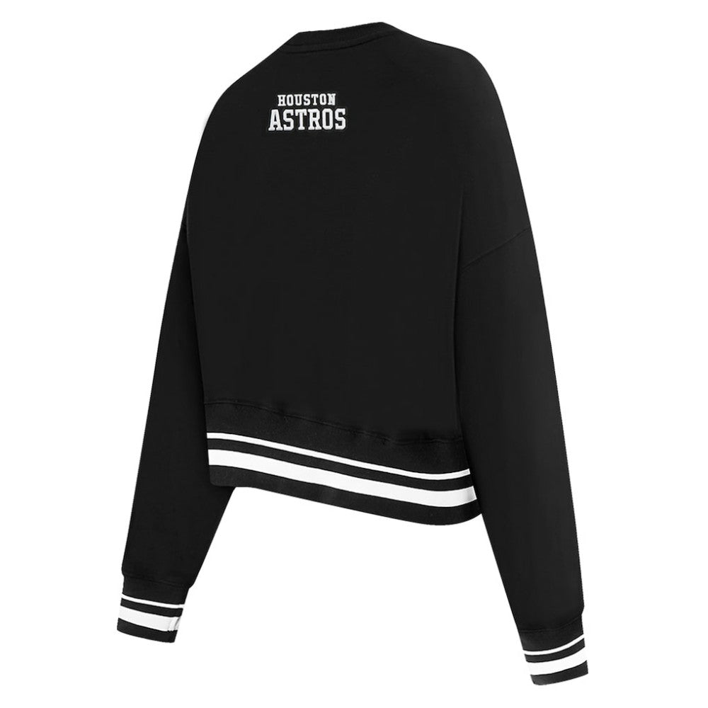 Black Houston Astros Pro Standard Women's Pearl Cropped Pullover Sweatshirt