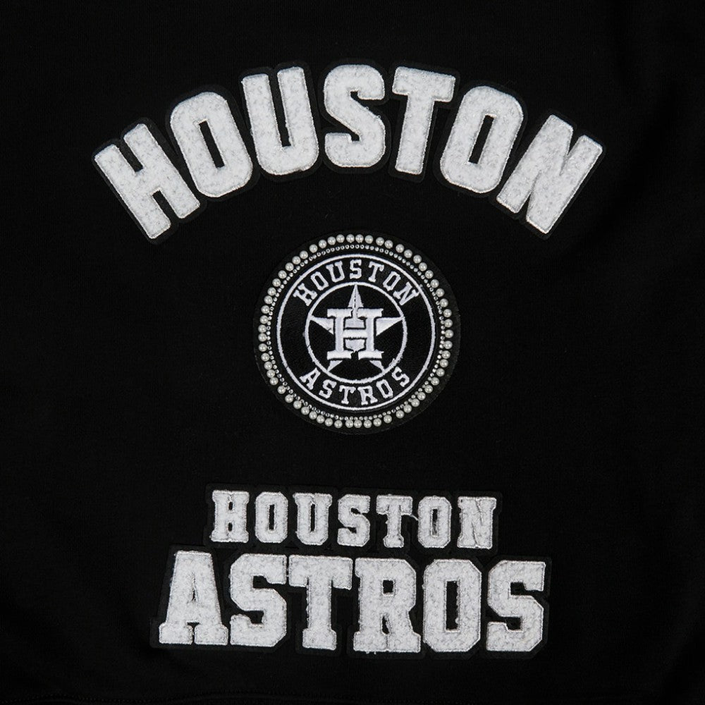 Black Houston Astros Pro Standard Women's Pearl Cropped Pullover Sweatshirt