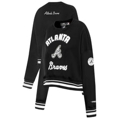 Black Atlanta Braves Pro Standard Women's Pearl Cropped Pullover Sweatshirt