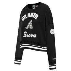 Black Atlanta Braves Pro Standard Women's Pearl Cropped Pullover Sweatshirt