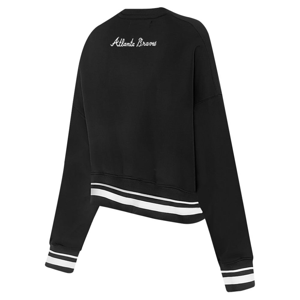 Black Atlanta Braves Pro Standard Women's Pearl Cropped Pullover Sweatshirt