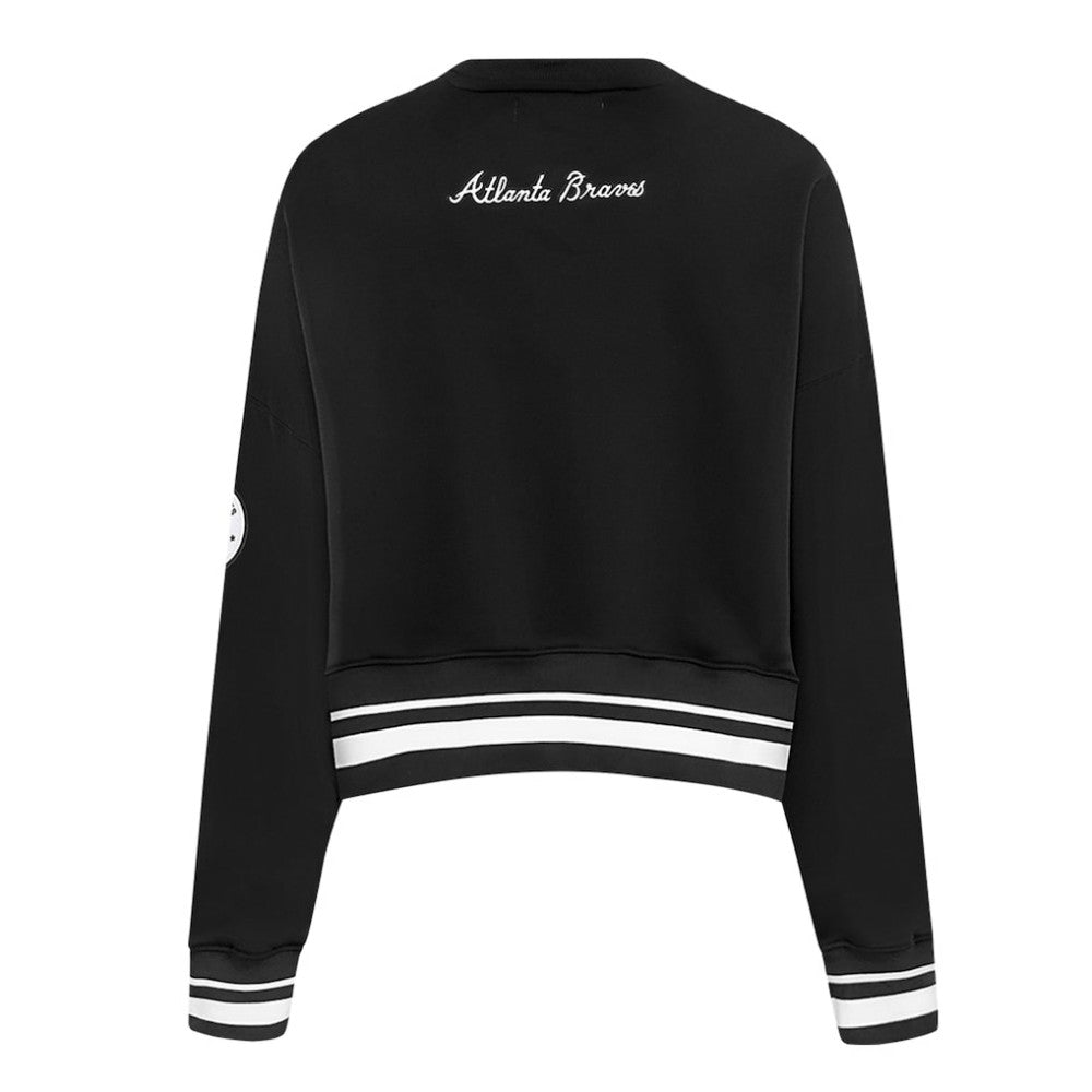Black Atlanta Braves Pro Standard Women's Pearl Cropped Pullover Sweatshirt