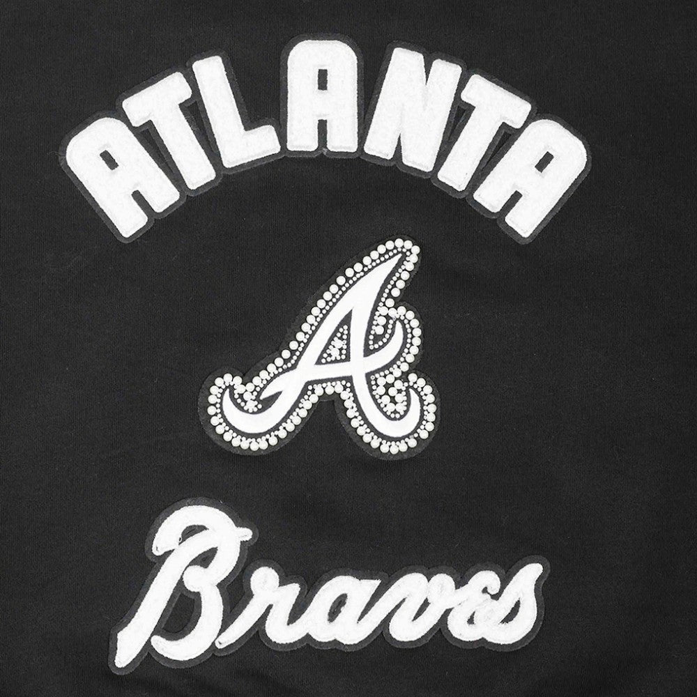 Black Atlanta Braves Pro Standard Women's Pearl Cropped Pullover Sweatshirt