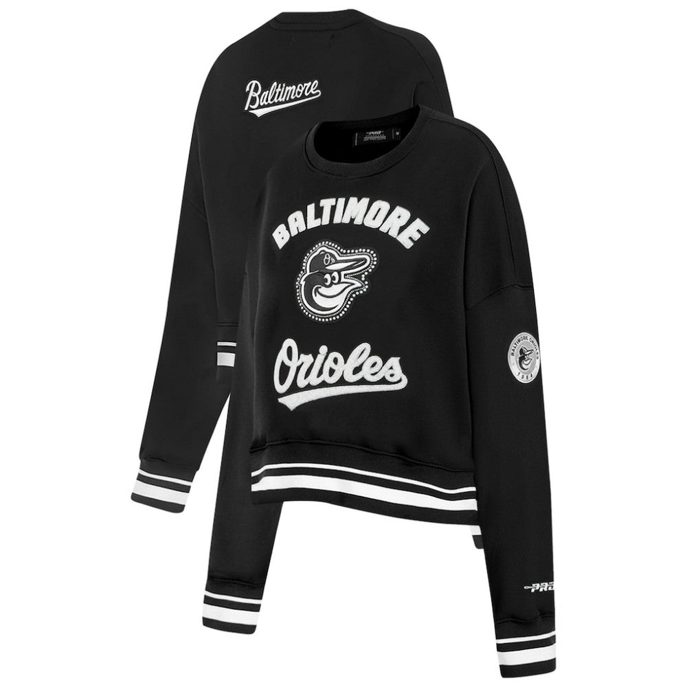 Black Baltimore Orioles Pro Standard Women's Pearl Cropped Pullover Sweatshirt