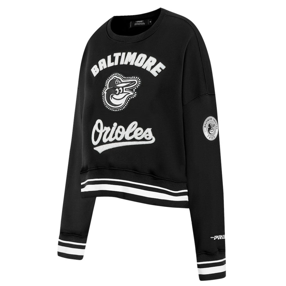 Black Baltimore Orioles Pro Standard Women's Pearl Cropped Pullover Sweatshirt