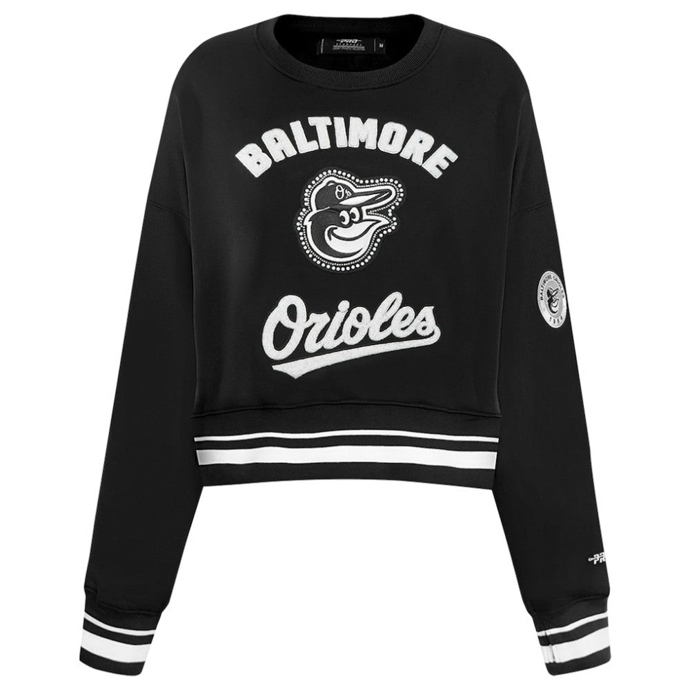 Black Baltimore Orioles Pro Standard Women's Pearl Cropped Pullover Sweatshirt