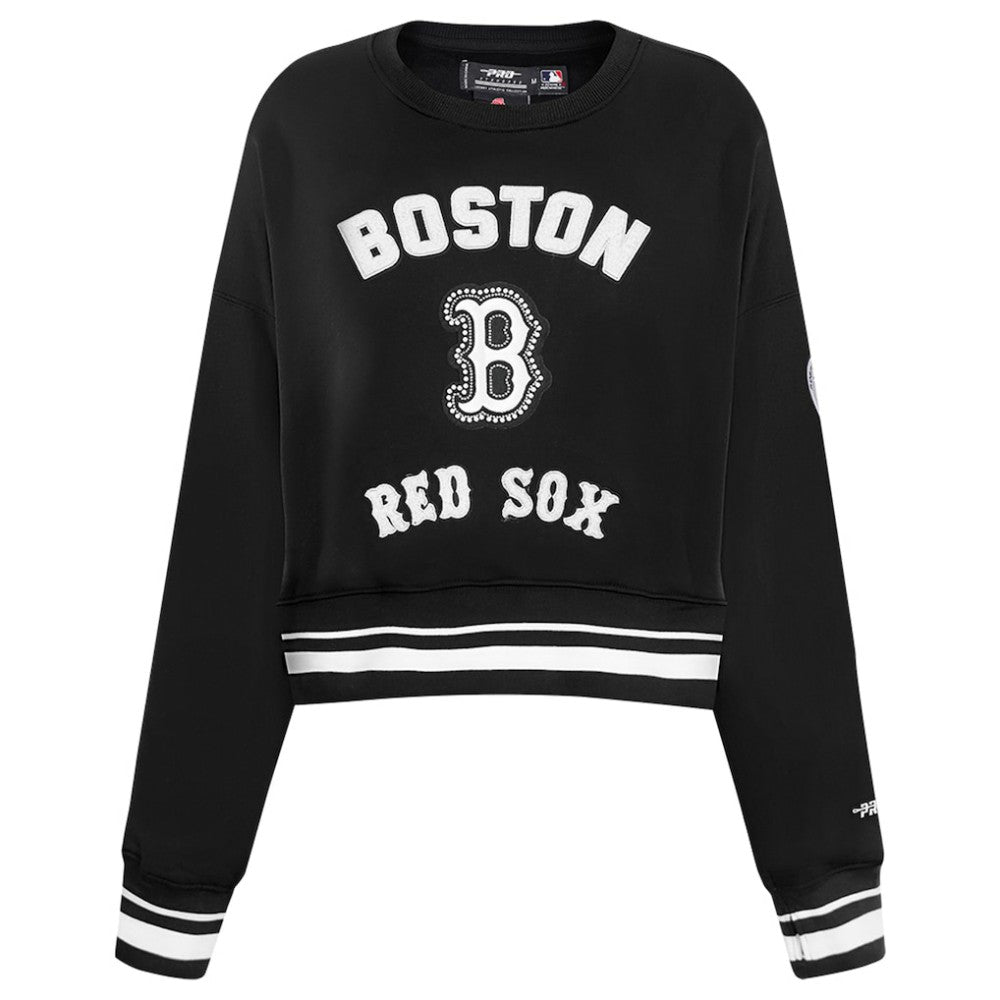 Black Boston Red Sox Pro Standard Women's Pearl Cropped Pullover Sweatshirt