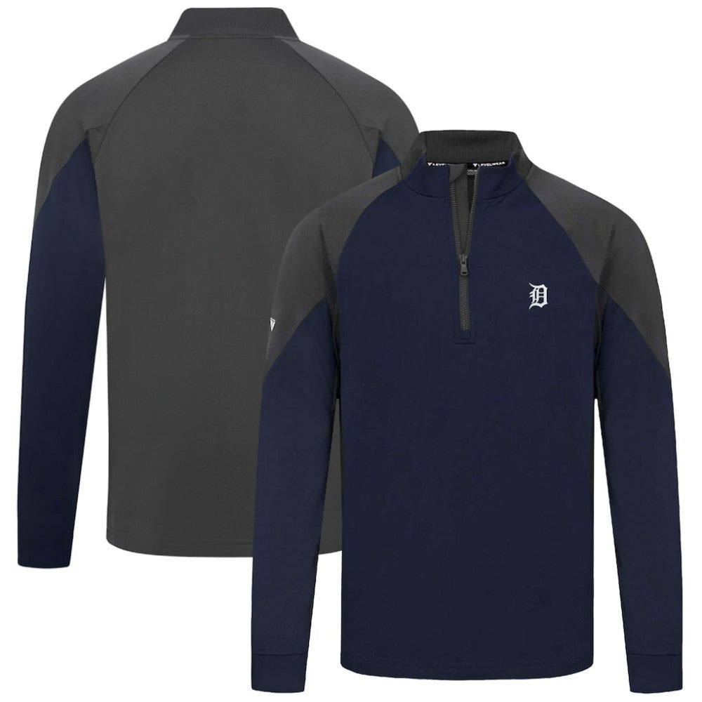 Navy Detroit Tigers Levelwear Cadet Insignia 2.0 Raglan Quarter-Zip Jacket