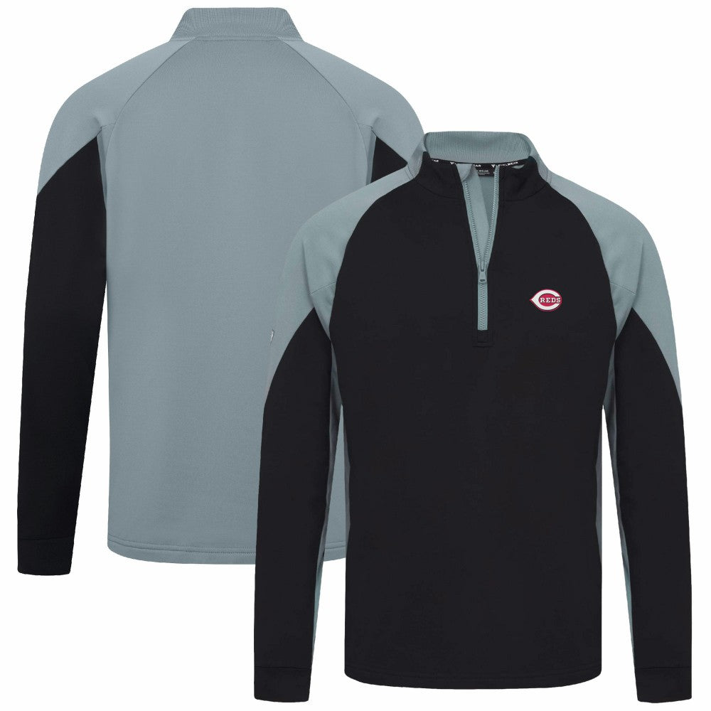 Black Cincinnati Reds Levelwear Cadet Insignia 2.0 Raglan Quarter-Zip Jacket