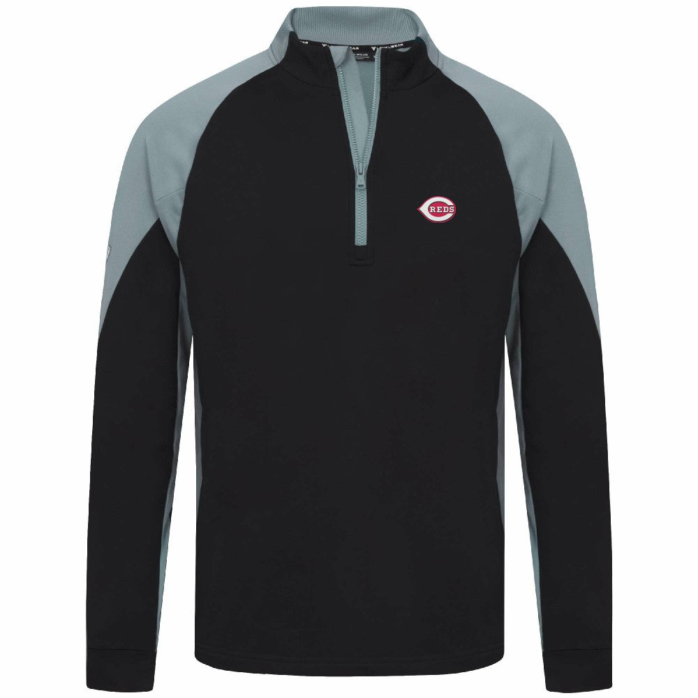 Black Cincinnati Reds Levelwear Cadet Insignia 2.0 Raglan Quarter-Zip Jacket