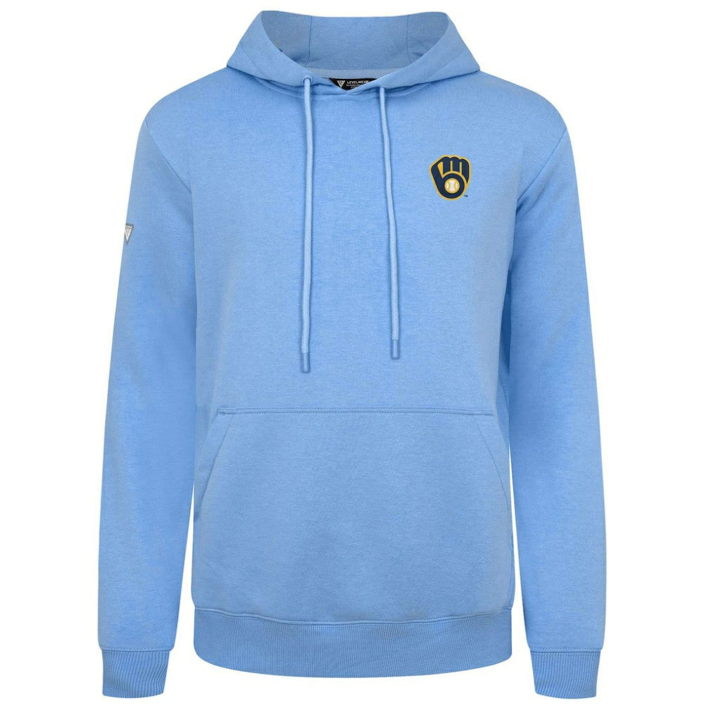 Light Blue Milwaukee Brewers Levelwear Podium Primary Pullover Hoodie