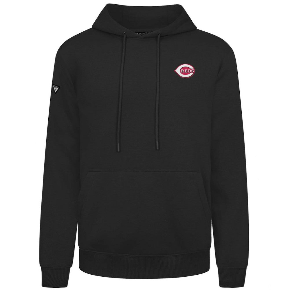 Black Cincinnati Reds Levelwear Podium Primary Pullover Hoodie