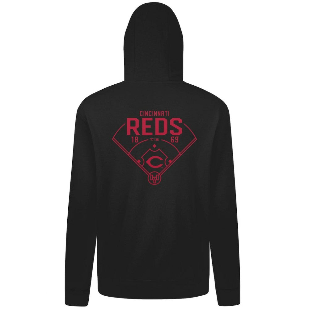 Black Cincinnati Reds Levelwear Podium Primary Pullover Hoodie