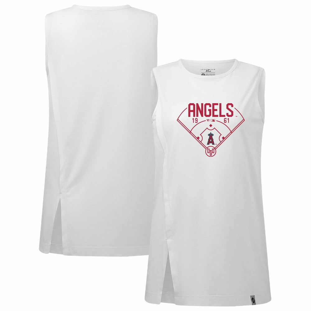 White Los Angeles Angels Levelwear Women's Influx Home Field Tank Top