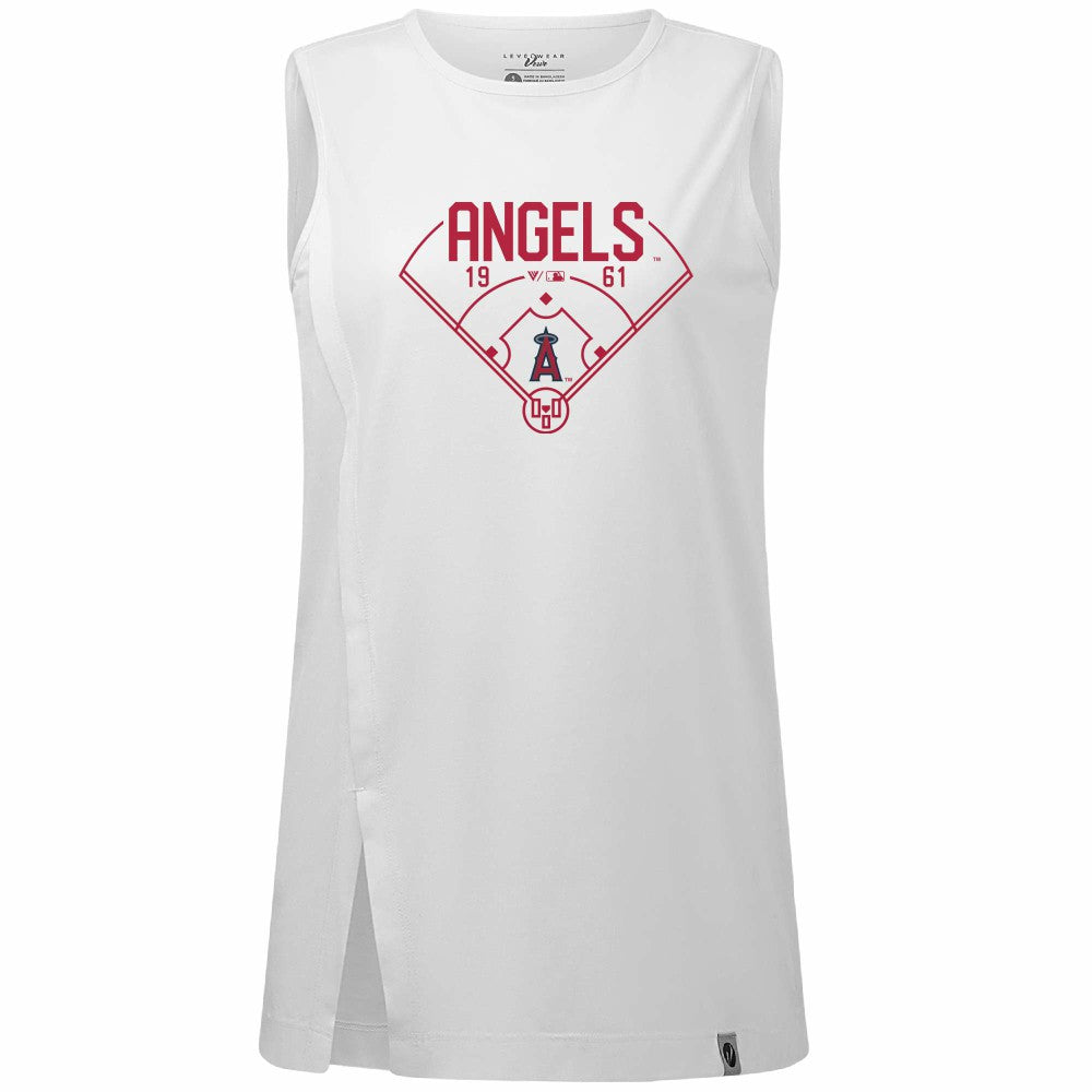 White Los Angeles Angels Levelwear Women's Influx Home Field Tank Top