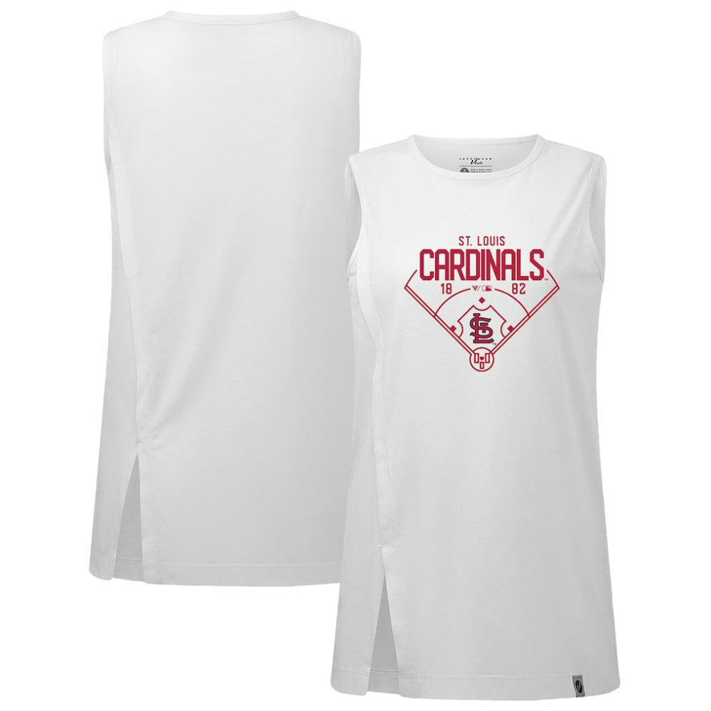 White St. Louis Cardinals Levelwear Women's Influx Home Field Tank Top