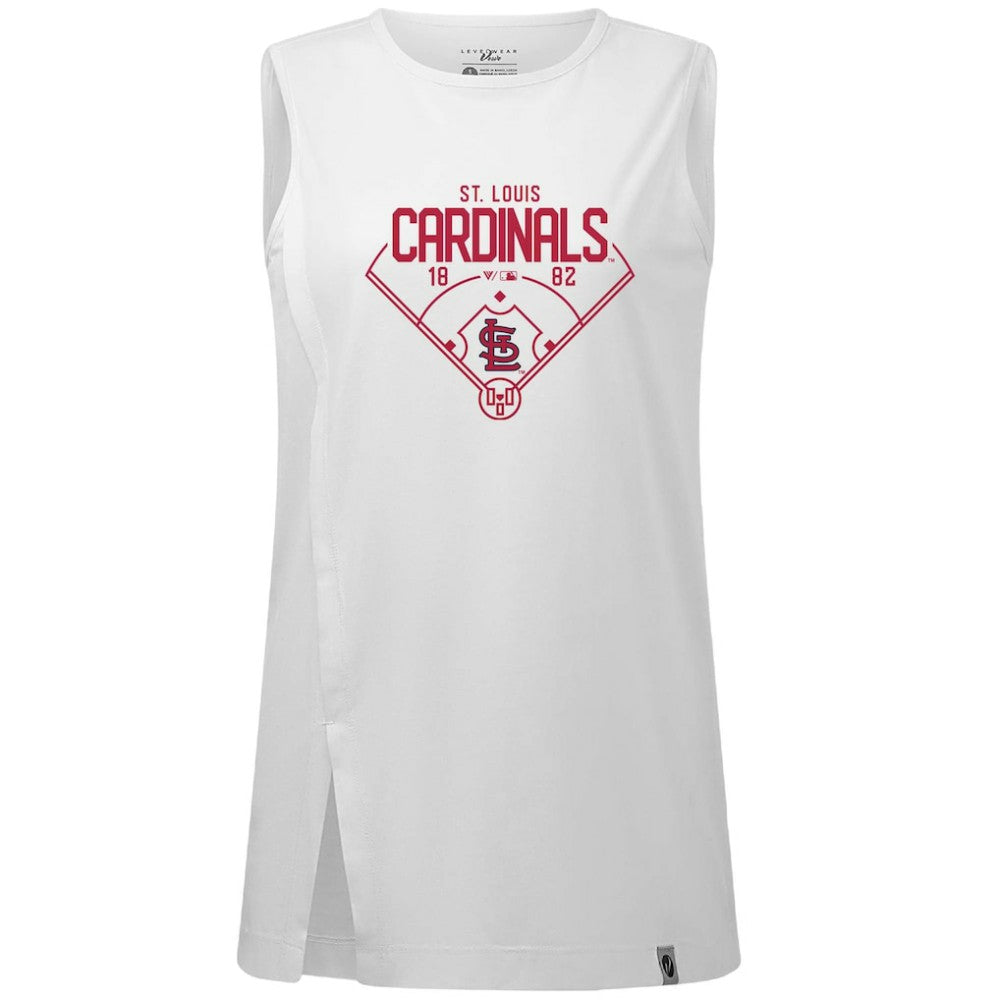 White St. Louis Cardinals Levelwear Women's Influx Home Field Tank Top