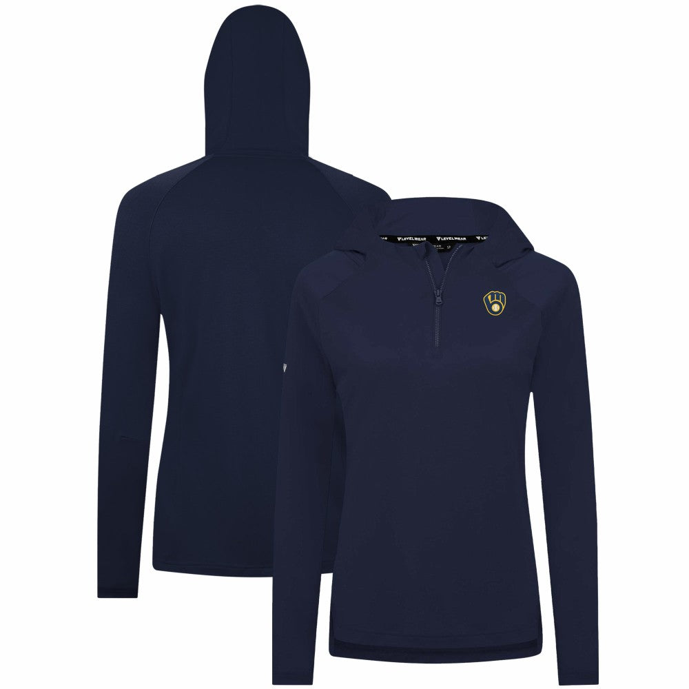 Navy Milwaukee Brewers Levelwear Women's Raven Insignia 2.0 Quarter-Zip Jacket