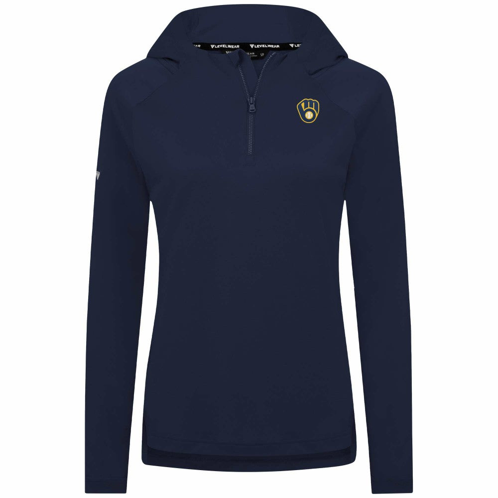 Navy Milwaukee Brewers Levelwear Women's Raven Insignia 2.0 Quarter-Zip Jacket