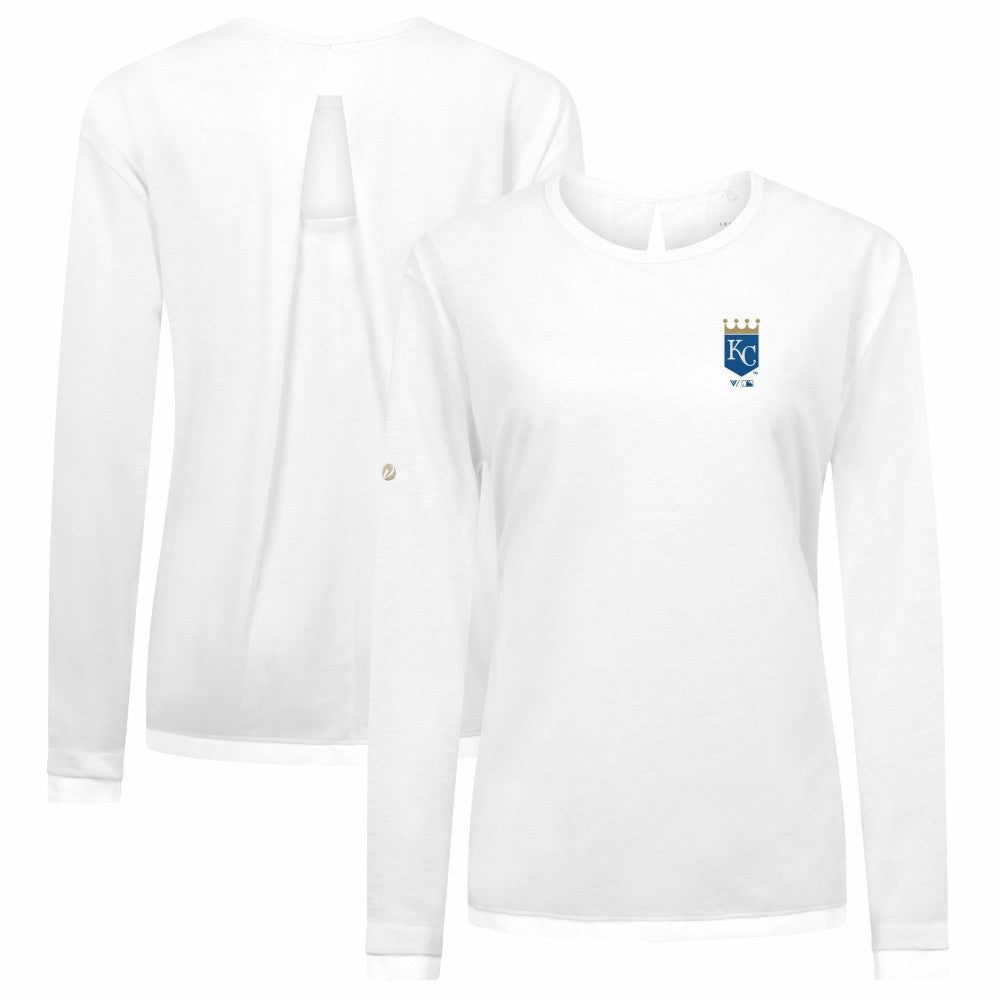White Kansas City Royals Levelwear Women's Sequoia Primary Logo Long Sleeve T-Shirt