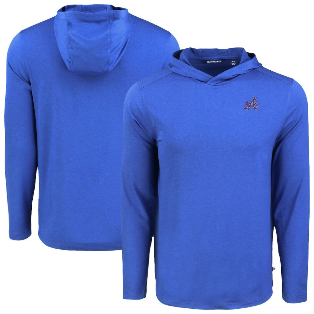 Blue Atlanta Braves Cutter & Buck Coastline Epic Comfort Recycled Eco Hoodie Long Sleeve T-Shirt