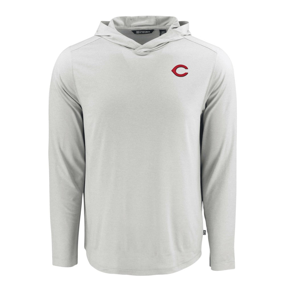 Gray Cincinnati Reds Cutter & Buck Coastline Epic Comfort Recycled Eco Hoodie Long Sleeve T-Shirt