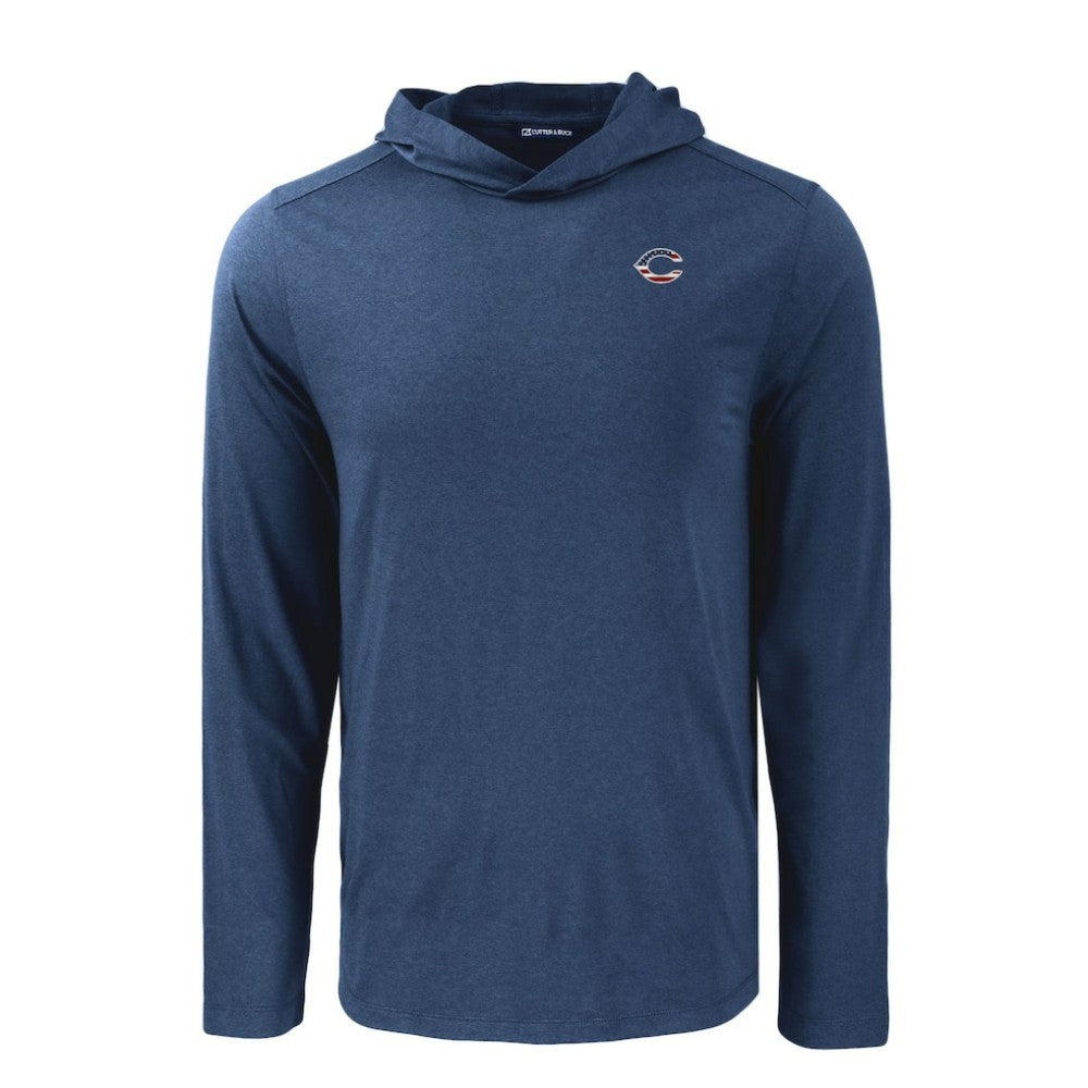 Navy Cincinnati Reds Cutter & Buck Coastline Epic Comfort Recycled Eco Hoodie Long Sleeve T-Shirt