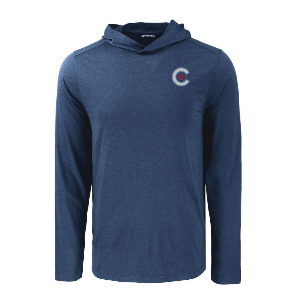 Navy Chicago Cubs Cutter & Buck Coastline Epic Comfort Recycled Eco Hoodie Long Sleeve T-Shirt