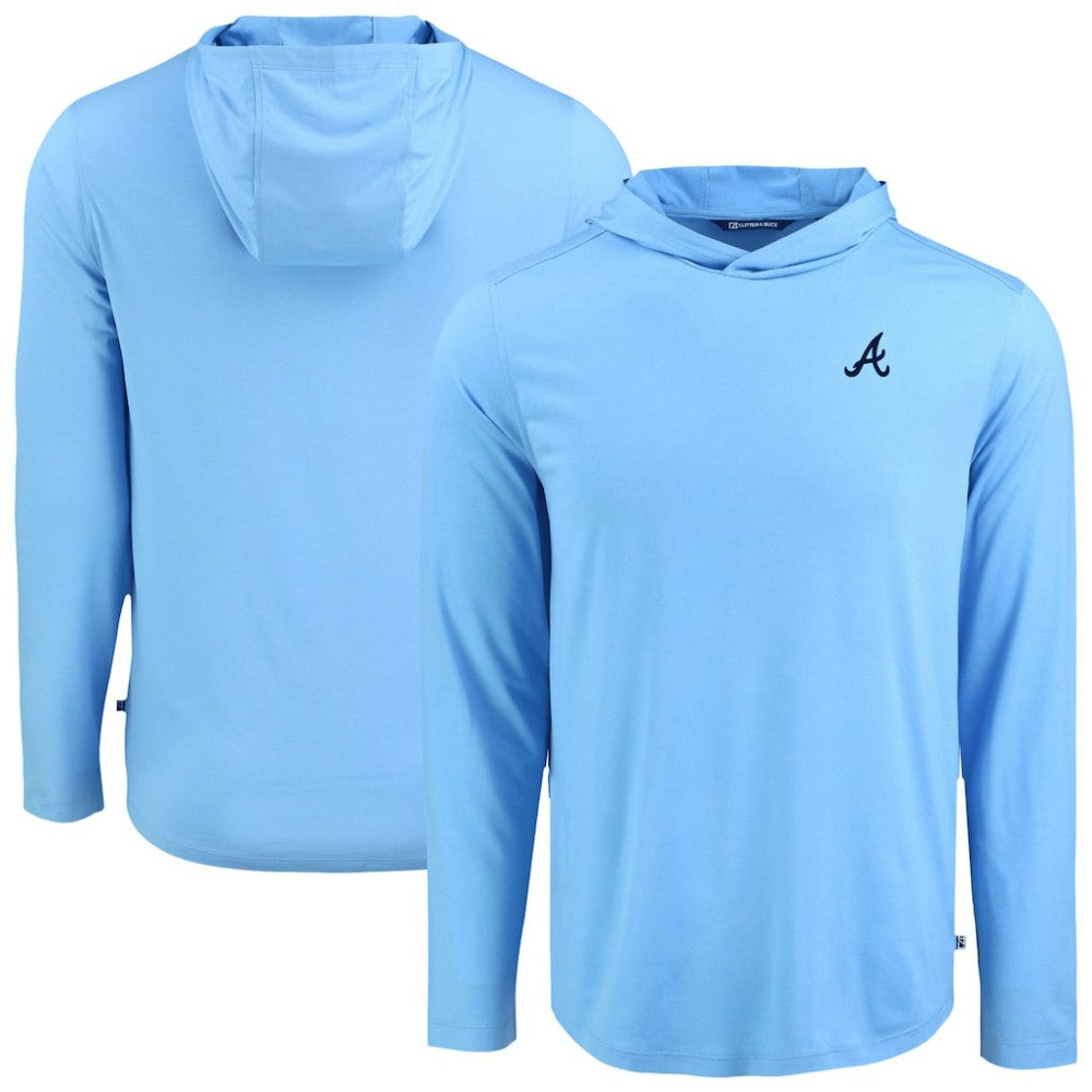 Powder Blue Atlanta Braves Cutter & Buck Coastline Epic Comfort Recycled Eco Hoodie Long Sleeve T-Shirt