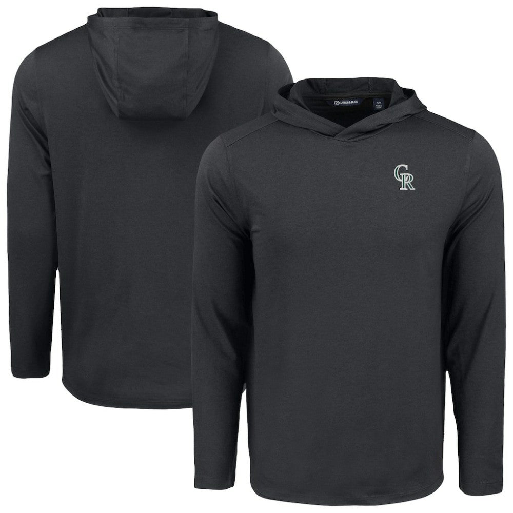 Black Colorado Rockies Cutter & Buck Coastline Epic Comfort Recycled Eco Hoodie Long Sleeve T-Shirt