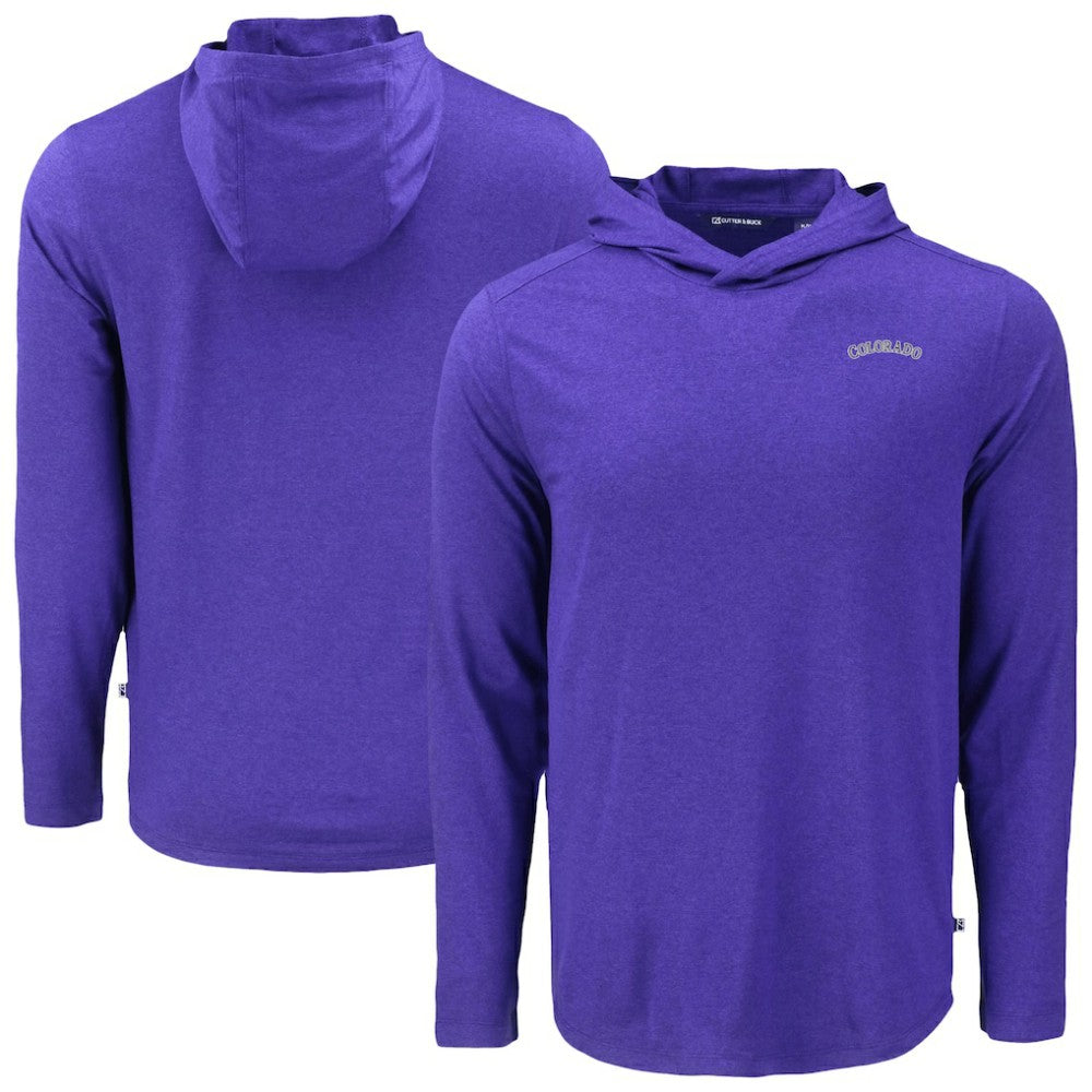 Purple Colorado Rockies Cutter & Buck Coastline Epic Comfort Recycled Eco Hoodie Long Sleeve T-Shirt