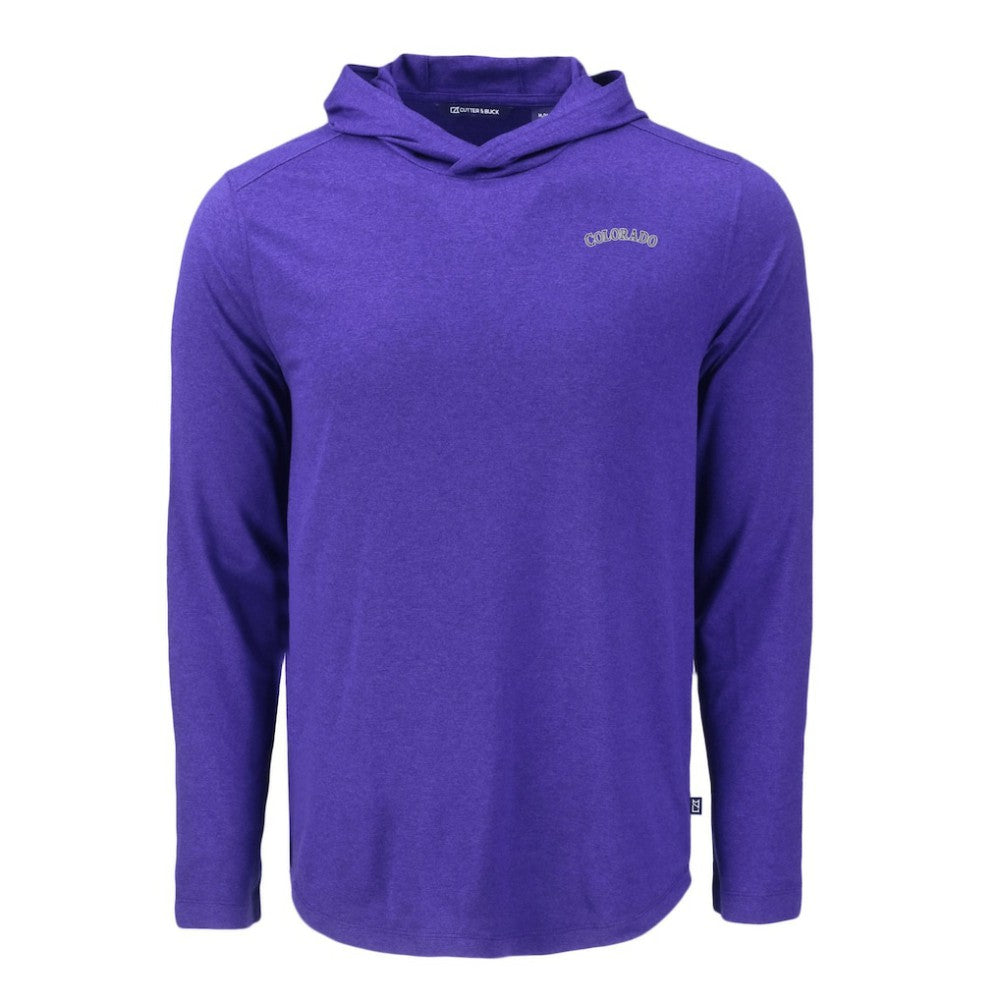 Purple Colorado Rockies Cutter & Buck Coastline Epic Comfort Recycled Eco Hoodie Long Sleeve T-Shirt