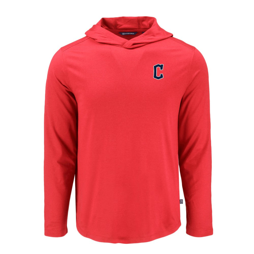 Red Cleveland Guardians Cutter & Buck Coastline Epic Comfort Recycled Eco Hoodie Long Sleeve T-Shirt