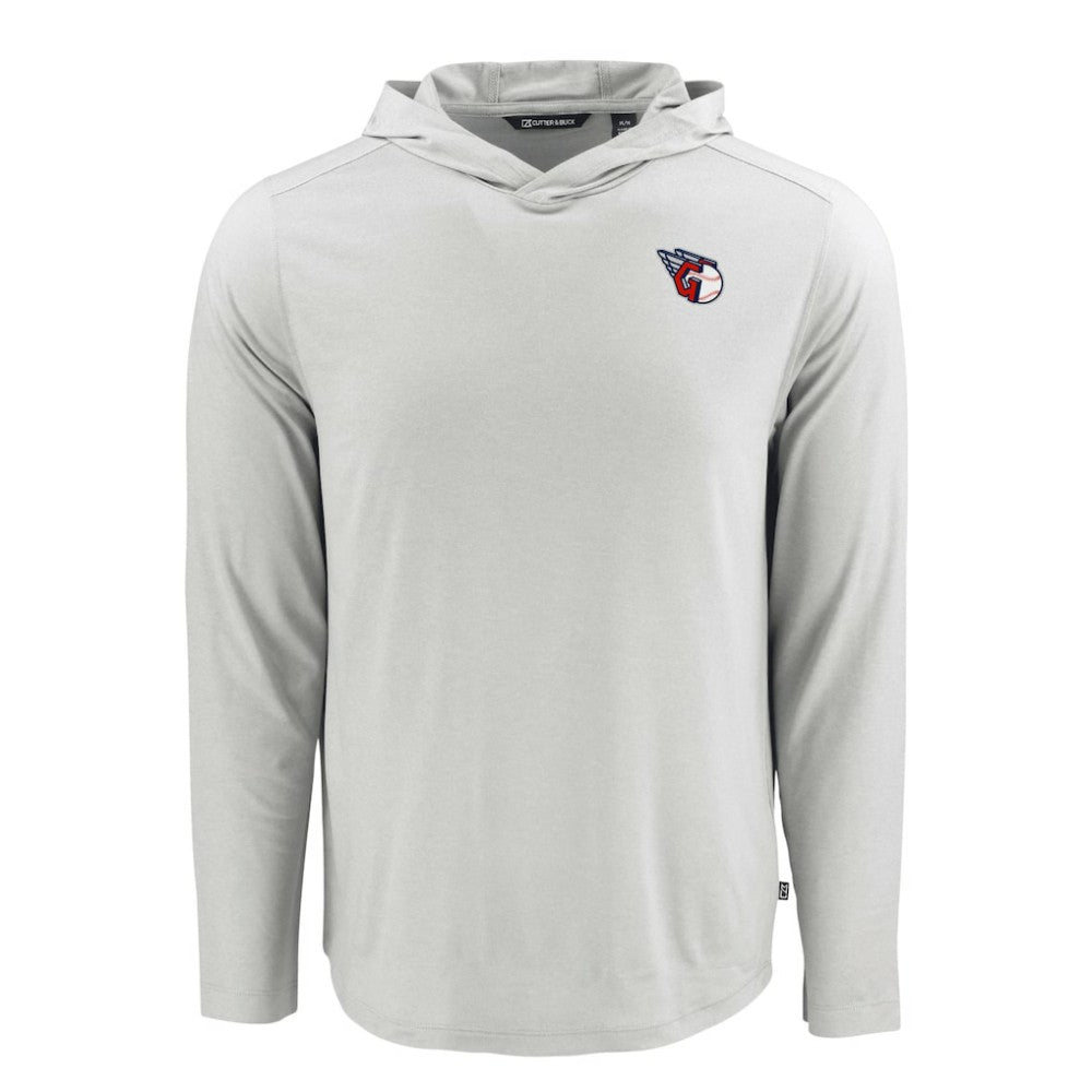 Gray Cleveland Guardians Cutter & Buck Coastline Epic Comfort Recycled Eco Hoodie Long Sleeve T-Shirt
