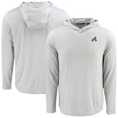 Gray Atlanta Braves Cutter & Buck Coastline Epic Comfort Recycled Eco Hoodie Long Sleeve T-Shirt