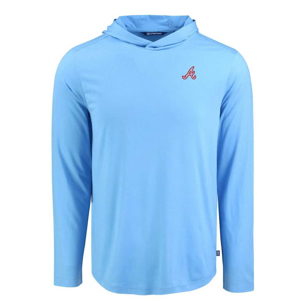 Powder Blue Atlanta Braves Cutter & Buck Coastline Epic Comfort Recycled Eco Hoodie Long Sleeve T-Shirt
