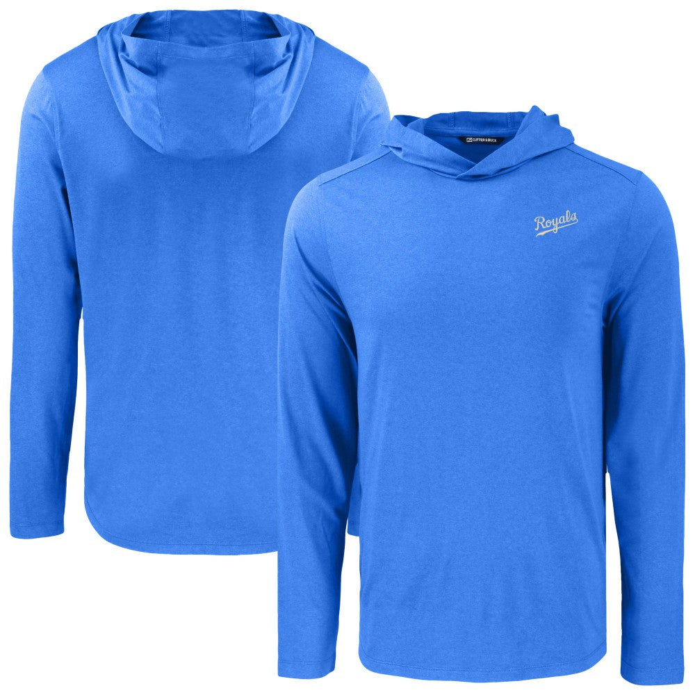 Royal Kansas City Royals Cutter & Buck Coastline Epic Comfort Recycled Eco Hoodie Long Sleeve T-Shirt