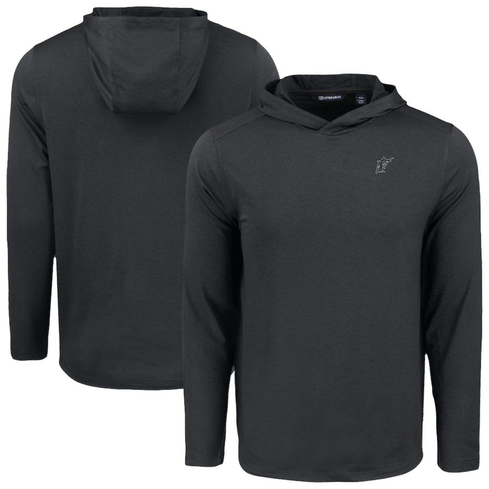 Black Miami Marlins Cutter & Buck Coastline Epic Comfort Recycled Eco Hoodie Long Sleeve T-Shirt